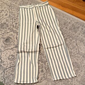 Madewell Striped Ankle Pants in Blue and White